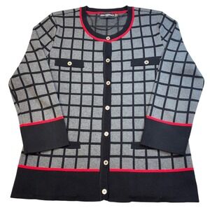 Karl Lagerfeld Paris | Women Medium | Window Pane‎ Pattern | Cardigan Sweater